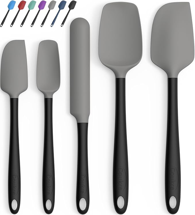Coukre Silicone Spatula Set of 5,High Temperature Resistant, Food Grade Silicone, Dishwasher Safe, for Baking, Cooking (Gray Black) by Coukre