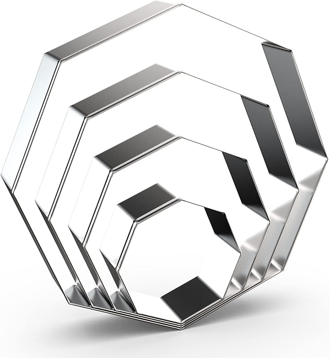 Octagon Cookie Cutter Set for Baking - 5 Inch, 4 Inch, 3 Inch, 2 Inch - Geometric Polygon Frame Plaque Cookie Cutters Shapes Molds - Stainless Steel