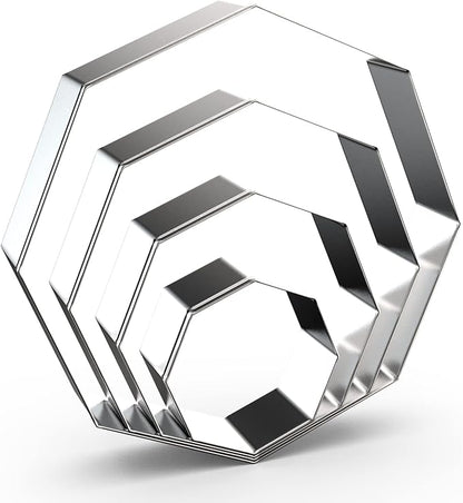 Octagon Cookie Cutter Set for Baking - 5 Inch, 4 Inch, 3 Inch, 2 Inch - Geometric Polygon Frame Plaque Cookie Cutters Shapes Molds - Stainless Steel