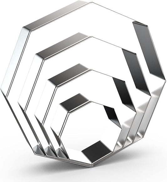 Octagon Cookie Cutter Set for Baking - 5 Inch, 4 Inch, 3 Inch, 2 Inch - Geometric Polygon Frame Plaque Cookie Cutters Shapes Molds - Stainless Steel