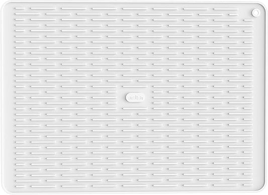 ME.FAN Silicone Dish Drying Mat for Kitchen Counter, Dish Drying Pad for Sink, Refrigerator or Drawer, Countertop Protection Pad XL - 23''×17'' - White