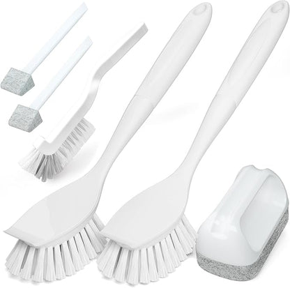 Holikme Cleaning Brush Set, Scouring Pad for Cleaning, Groove Gap Brushes for Pot, Pan, Kitchen Sink, Wire Brushes (White) by Holikme