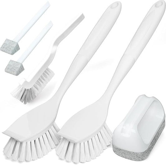 Holikme Cleaning Brush Set, Scouring Pad for Cleaning, Groove Gap Brushes for Pot, Pan, Kitchen Sink, Wire Brushes (White) by Holikme