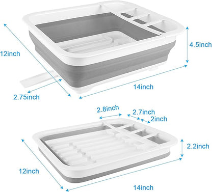 Collapsible Dish Drying Rack with Drain Plug Tube, Portable Dish Drainers for Kitchen Counter, Folding Dish Rack Over Sink Drying Dinnerware,Kitchen Sink Organizer Travel Trailer RV Camping Essentials - Image 3