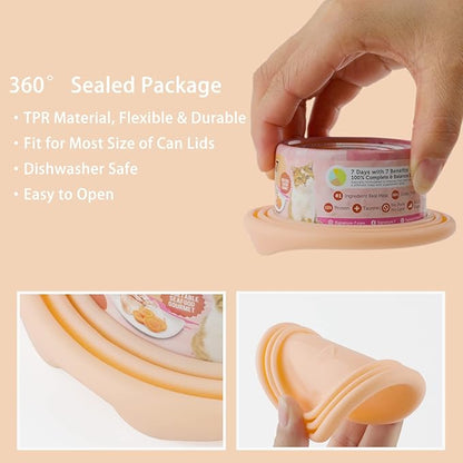 KALAMANDA 6 PCS Pet Food Can Cover Lids with Mixing Spoon for Dogs and Cats, Universal Silicone Can Lids for Dog and Cat Food, Canned Mixing Spoon for Wet Food