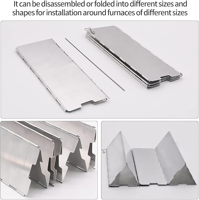 Stove Windscreen, 12 Plates Aluminum Stove Windshield with Drawstring Bag, for Camping, Butane Stoves