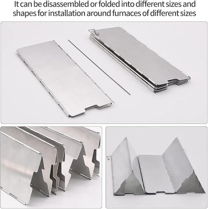 10 Plates Stove Windscreen, Aluminum Stove Windshield with Drawstring Bag, for Camping, Butane Stoves