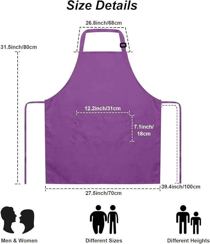 15 Pcs Adult Aprons Bulk with Pockets Adjustable Bib Chef Apron for Women Men Painting Cooking Crafting (S/L) - Image 5