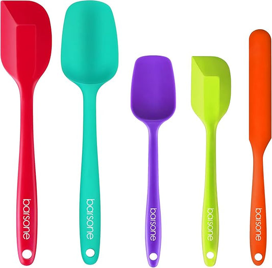 5-Piece Silicone Spatula Set - Heat Resistant 446°F Food Grade BPA Free, Nonstick Cookware Safe Dishwasher Safe Kitchen Tools for Baking, Cooking, Stirring, Multicolor.