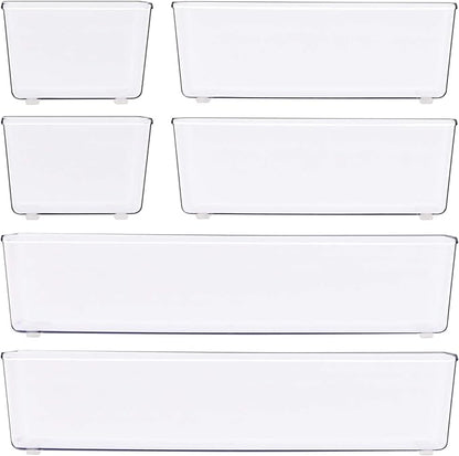 Simple Houseware Clear Drawer Organizer for Office Bin Desk Storage, Assorted Size, 6 Packs