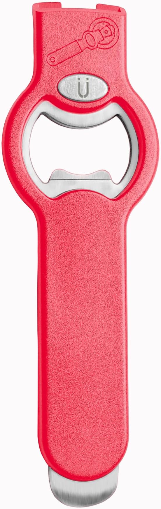 2-in-1 Magnetic Soda Can & Beer Bottle Opener-Dual Magnets for Fridge & Cap Catcher, Heavy Duty Stainless Steel, Perfect for Big Hands,Long nails, RV, Bartender, Gift for Father, Red, Openpro 1 Pack
