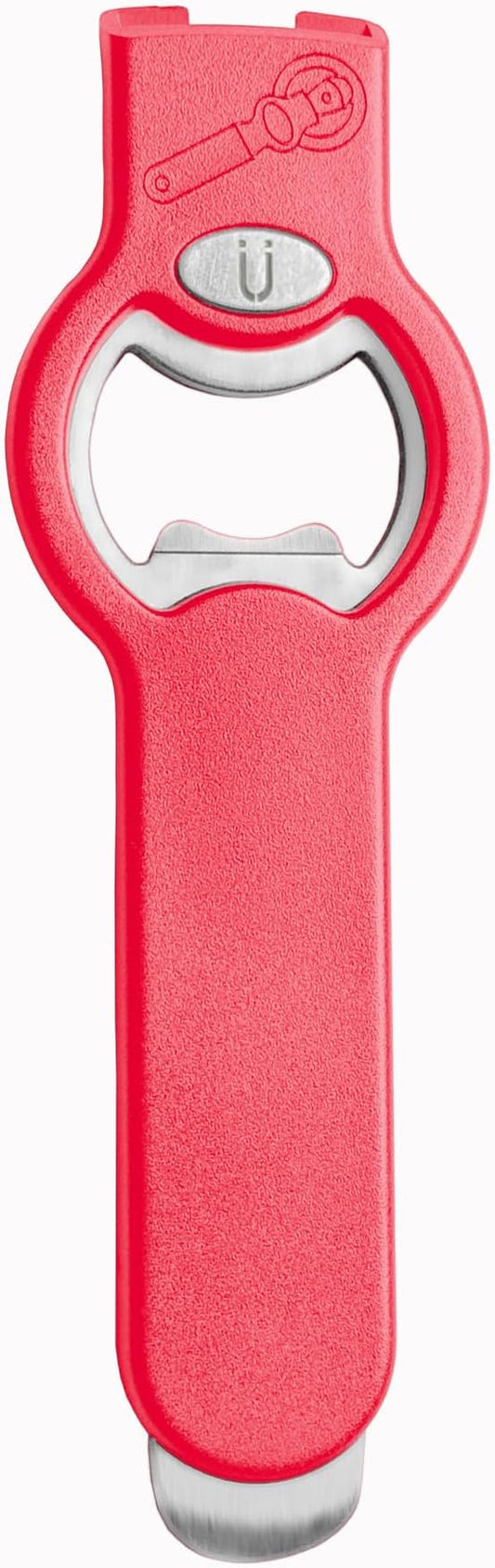 2-in-1 Magnetic Soda Can & Beer Bottle Opener-Dual Magnets for Fridge & Cap Catcher, Heavy Duty Stainless Steel, Perfect for Big Hands,Long nails, RV, Bartender, Gift for Father, Red, Openpro 1 Pack