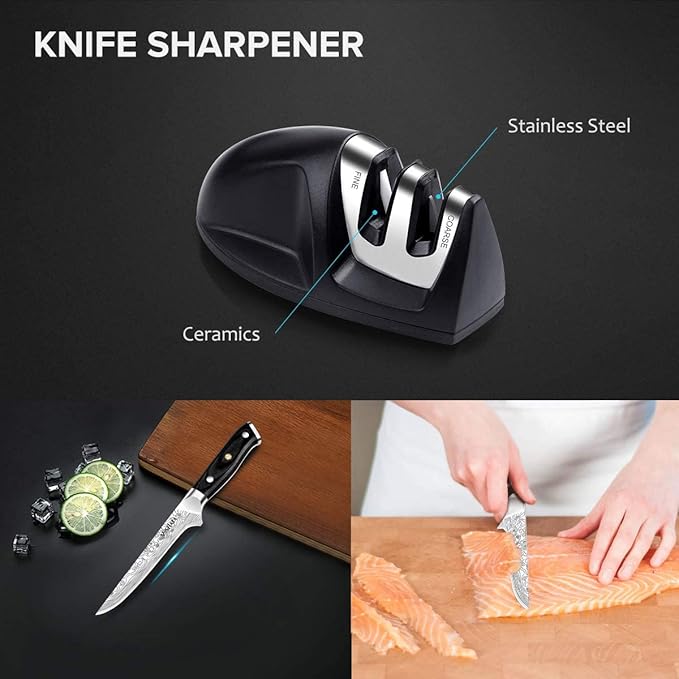 MOSFiATA 6" Boning Knife, Sharp Kitchen Cooking Knife with Finger Guard and Knife Sharpener, German High Carbon Stainless Steel EN1.4116 Chef’s Knife with Micarta Handle and Gift Box - Image 8