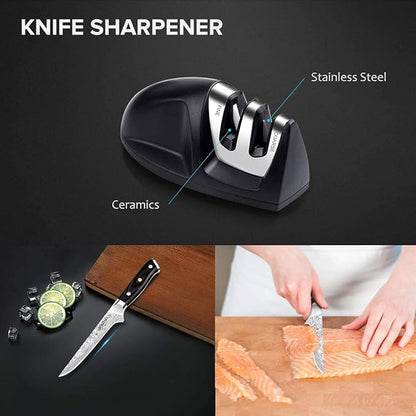 MOSFiATA 6" Boning Knife, Sharp Kitchen Cooking Knife with Finger Guard and Knife Sharpener, German High Carbon Stainless Steel EN1.4116 Chef’s Knife with Micarta Handle and Gift Box - Image 8