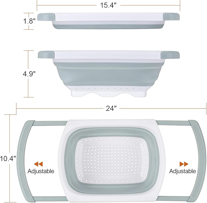 Colander Collapsible, Kitchen Strainer Colander, Collapsible Colander with Extendable Handles for Draining Veggies, Pasta,Fruit, Includes 6, 4 Quart Over the Sink Strainer Folding and 2 Quart Round - Image 3