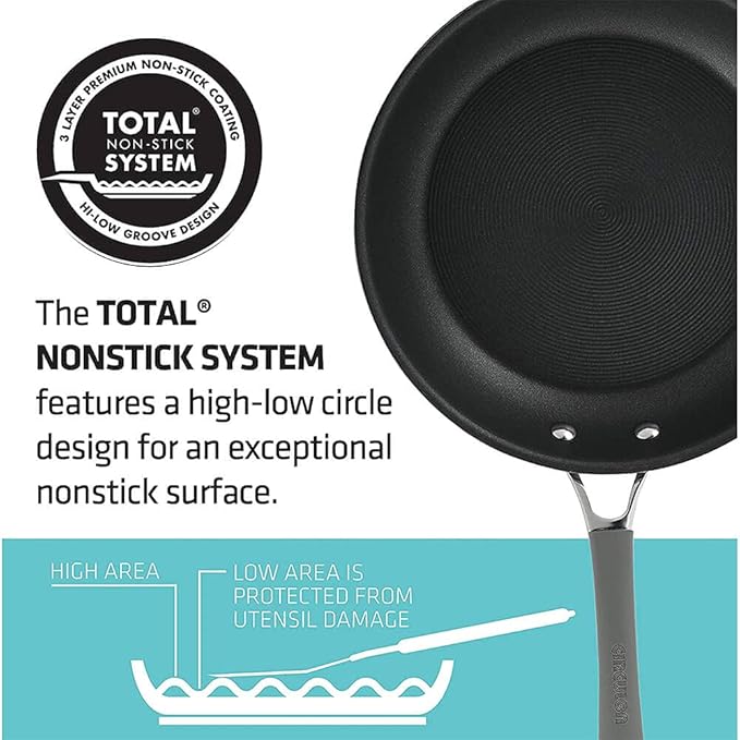 Circulon 84564 Elementum Hard Anodized Nonstick Cookware Set / Pots and Pans Set - 10 Piece, Gray