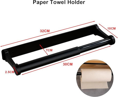 MONEER Paper Towel Holder Under Cabinet, Paper Towel Holder, Aluminum Alloy Kitchen Towel Holders, Self Adhesive Kitchen Roll Holder for Kitchen, Bathroom, Living Room (Black) - Image 5