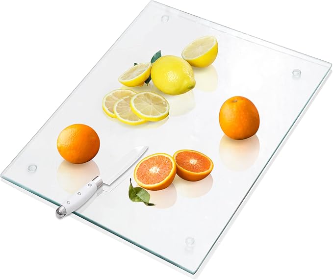 VASUHOME Large Tempered Glass Cutting Board for Kitchen - 18x24 Inch Clear Cutting Board for Countertop - Scratch, Heat, and Shatter Resistant - Easy to Clean and Durable