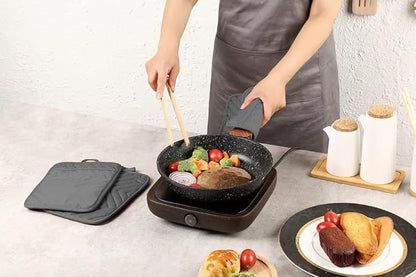 Oven Pot Holder with Pocket Cotton Heat Resistant Coaster Potholder Kitchen Hot Pad Oven Mitts for Cooking Square 7"x9"Set of 5 (Grey) - Image 6