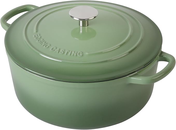EDGING CASTING Enameled Cast Iron Dutch Oven Pot With Lid, 5.5 Quart, for Bread Baking, Cooking, Pistachio Green - Image 6