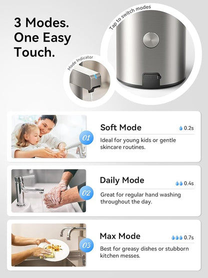 SUNLY Touchless Automatic Soap Dispenser – Clog-Free Pump, 0.2s Fast Sensor, USB-C Rechargeable, Smudge-Resistant Stainless Steel, for Kitchen & Bathroom Soap Dispenser - Image 4