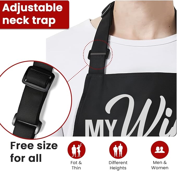SANDJEST Funny Mens Aprons with Pockets for BBQ Grilling Cooking Grandpa Husband Apron for Birthday Christmas Father's Day