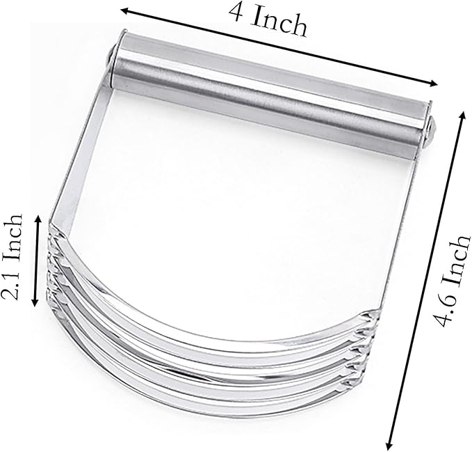 Dough Blender, 4.6 Inch x 4 Inch Stainless Steel Pastry Cutter with Stainless Steel Handle for Dough Mixer Butter Cutter Baking (Silver)
