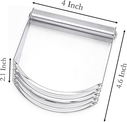 Dough Blender, 4.6 Inch x 4 Inch Stainless Steel Pastry Cutter with Stainless Steel Handle for Dough Mixer Butter Cutter Baking (Silver)