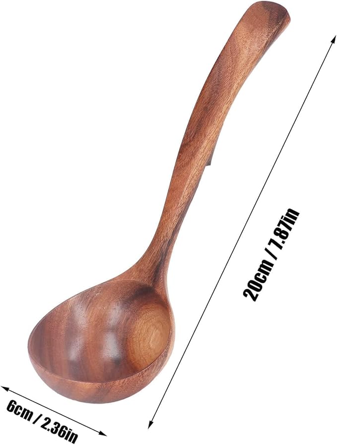 Wooden Ladle, 7.87inch Soup Ladle Wooden Serving Spoon Soup Spoon Ladle for Cooking, Serving and Stirring Kitchen Ladles for Stew Sauces (S) - Image 9