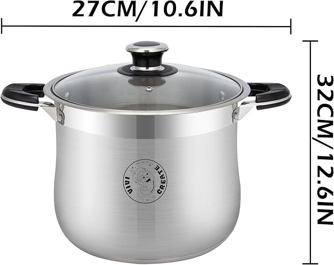 Vivicreate 22.5 Quart Stainless Steel Stock Pot with Lid Large Induction Cooking Pot for Pasta Soup Boiling Stew with Measurement Marks and Handles