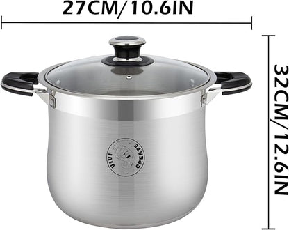 Vivicreate 22.5 Quart Stainless Steel Stock Pot with Lid Large Induction Cooking Pot for Pasta Soup Boiling Stew with Measurement Marks and Handles