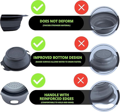 Black Silicone Collapsible Colanders - Kitchen Plastic Foldable Strainers for Pasta Small Camping Colander Bowl for Food - Image 4