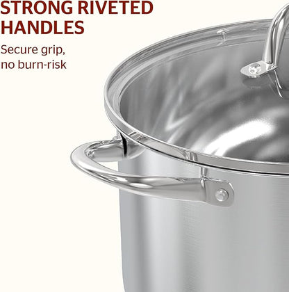 SUNHOUSE Stainless Steel Stock Pot - 7 Quart Heavy-Duty Induction Cooking Pot with Visible Lid for Pasta, Soup, Spaghetti - Nonstick Thick-Bottom Deep Stockpot for Canning, Boiling, and Simmering - Image 6