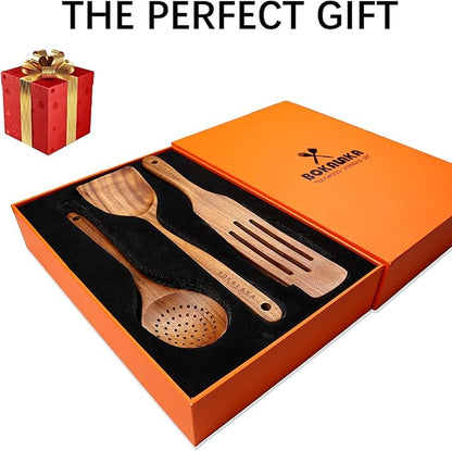 Wooden Spoons for Cooking,12 Pack Wooden Utensils for Cooking Wooden Cooking Utensils Wooden Kitchen Utensils Set Natural Teak Wooden Spatulas for Cooking - Image 2