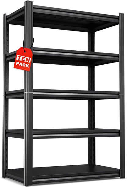 Set of 10, 71"H Garage Shelving-2050LBS 5 Tier Storage Shelves,Adjustable Heavy Duty Metal Shelving Unit and Storage Large Rack,Utility Steel Shelf For Shop Warehouse Industrial Pantry 71"x35"x16"