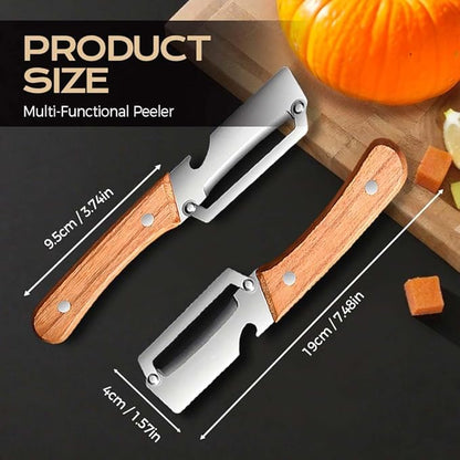 2pcs Stainless Steel Vegetable Peeler with Wooden Handle, Sharp Fruit Peeler for Kitchen, Multifunctional Potato Peeler with Can Opener, Ergonomic Non-Slip Grip for Home Cooking, Restaurant, Camping - Image 3