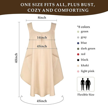 Apron for Women with Pocket Cotton Linen, Japanese Cross Back Apron for Gardening Painting