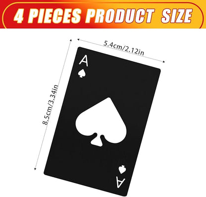 Ace Of Spades Bottle Opener Credit Card Size Pocker Cap Opener Portable Stainless Steel Can Opener (4 Pack Black) - Image 2