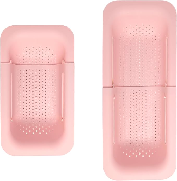 Paris Hilton Over the Sink Expandable Colander, Extendable Strainer, Adjustable from 14.5 inches to 19.5 inches, Fits most kitchen sinks, Made without BPA, Pink by TheWorldofParisHilton