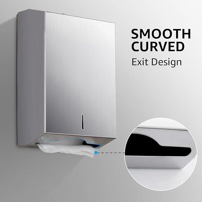 Paper Towel Dispenser Wall Mount - Multifold Trifold Paper Towel Dispensers, Large Capacity Stainless Steel Tissue Holder, Suitable for Bathrooms and Public Places - Image 2