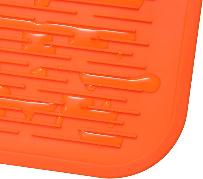 MicoYang Silicone Dish Drying Mat for Multiple Usage,Easy clean,Eco-friendly,Heat-resistant Silicone Mat for Kitchen Counter or Sink,Refrigerator or Drawer Liner Orange 5XL 36inches x 18inches - Image 9