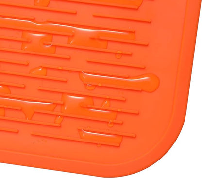 MicoYang Silicone Dish Drying Mat for Multiple Usage,Easy clean,Eco-friendly,Heat-resistant Silicone Mat for Kitchen Counter or Sink,Refrigerator or Drawer Liner Orange 5XL 36inches x 18inches - Image 9