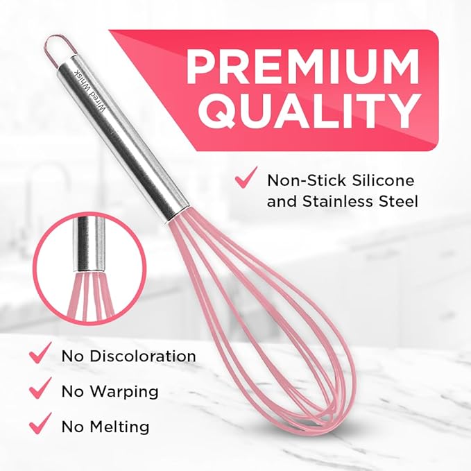 Silicone Whisk Set - Non-Scratch - Pink - Image 2