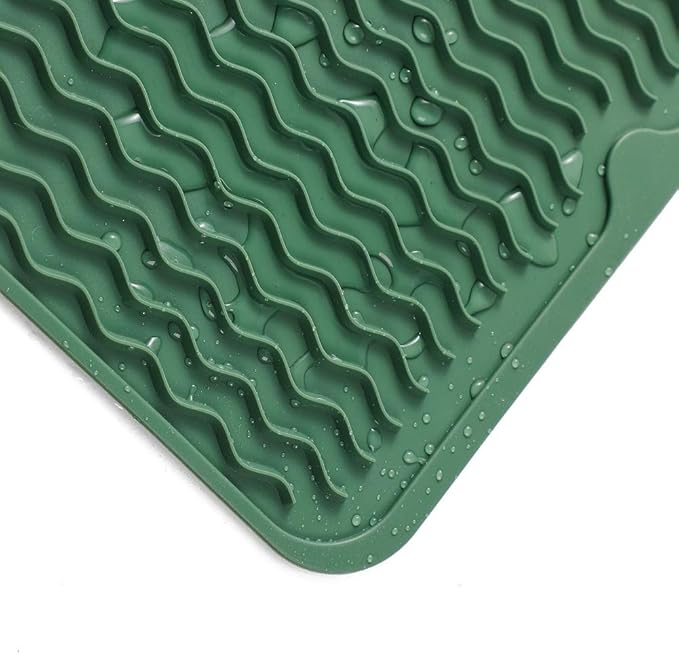 MicoYang Silicone Dish Drying Mat for Multiple Usage,Easy clean,Eco-friendly,Heat-resistant Silicone Mat for Kitchen Counter or Sink,Refrigerator or drawer liner Green L 16 inches x 12 inches - Image 9