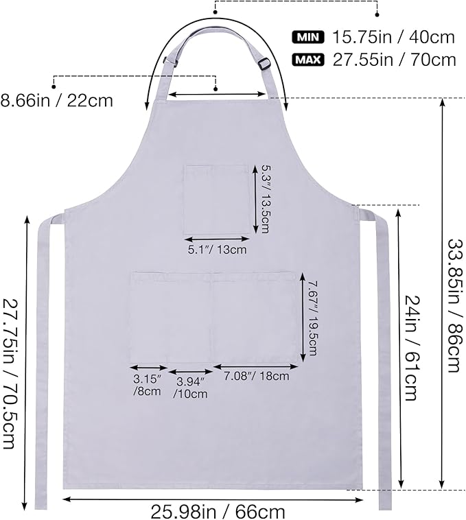 Noverlife Hair Stylist Apron with 4 Pockets, Hair Resistant 34 Inch Long Hairdresser Aprons w/Adjustable Strap for Salon
