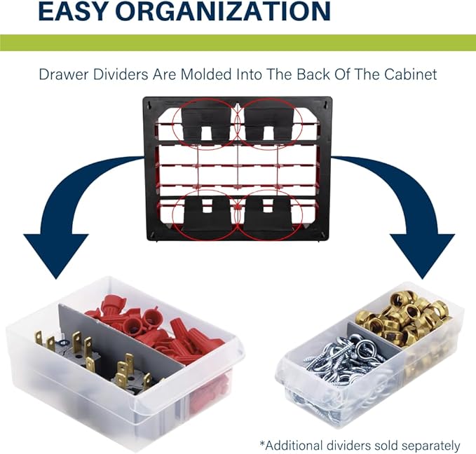 Akro-Mils 44-Drawer Plastic Drawer Storage Cabinet for Garage Organization, Bead Organizer, Building Bricks Storage, Teacher Toolbox, Makeup Organizer, 20" W x 6" D x 16" H, 10144 Black (Pack of 2) - Image 6