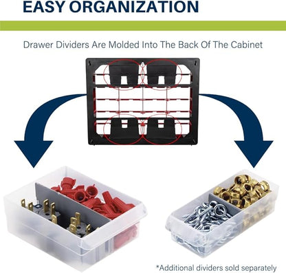 Akro-Mils 44-Drawer Plastic Drawer Storage Cabinet for Garage Organization, Bead Organizer, Building Bricks Storage, Teacher Toolbox, Makeup Organizer, 20" W x 6" D x 16" H, 10144 Black (Pack of 2) - Image 6