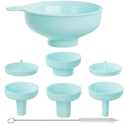 Wide Mouth Kitchen Funnel, Food Grade Plastic Cooking Canning Funnel with 4 Sizes Spouts for Filling Wide and Regular Mason Jars, Spray Dropper Oil Bottle Jug Spices Shampoo Sauce