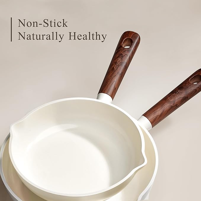 CAROTE 21pcs Cookware Set Nonstick Pots and Pans Set, Ceramic Cookware Set Induction Cookware, Non toxic Healthy Non Stick Kitchen Cooking Set, PFAS PTFE Free, White - Image 3