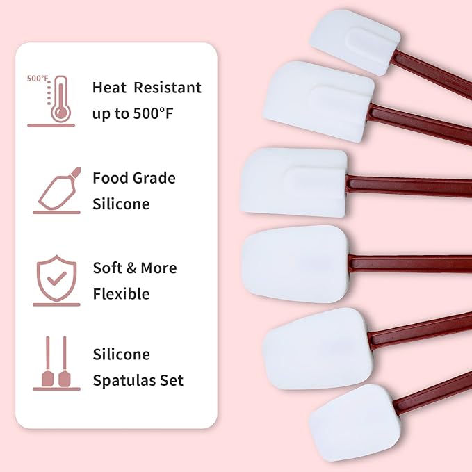 10 INCH Silicone Spatulas Heat Resistant Heavy Duty Rubber Spatulas Commercial Spatulas Set for Kitchen Use Silicone Cooking Utensils Sets of 2 - Image 3
